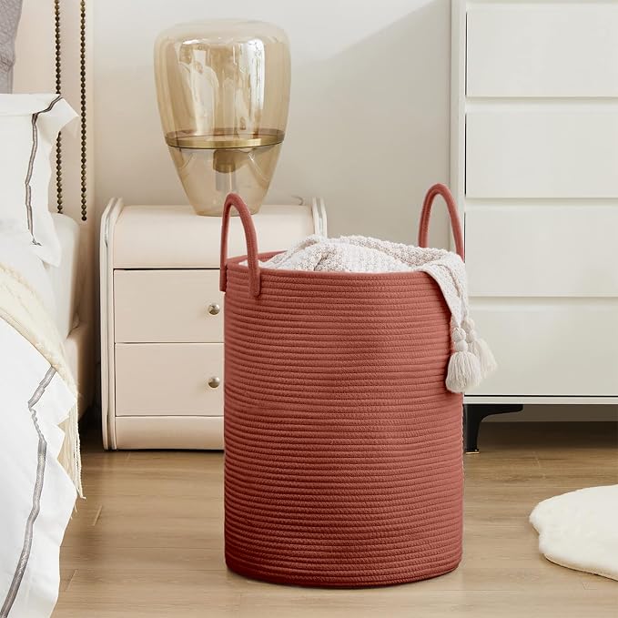 YOUDENOVA Cotton Rope Laundry Hamper Basket, 58L Blanket Basket for Nursery - Image 5