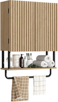 RUSTOWN Fluted Bathroom Wall Cabinet with 2 Doors, 3-Tier Medicine Cabinet by RUSTOWN