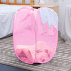 Pop Up Laundry Hamper Reinforced Collapsible Laundry Basket Foldable Clothes Hamper for Home, Dorm Room, Travel, Cruise, Pink - Image 3