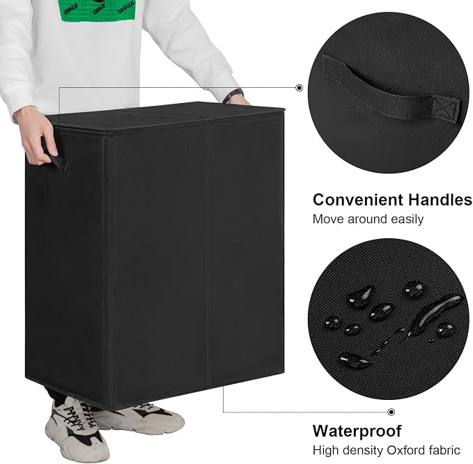 WOWLIVE 140L Double Laundry Hamper 2 Section with Lid and Removable Bags - Image 6