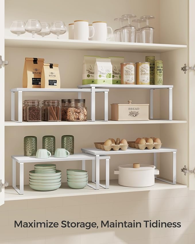 SONGMICS Cabinet Organizer Shelf, Set of 2 Spice Rack, Kitchen Storage - Image 3