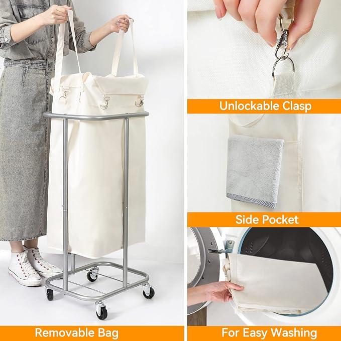 WOWLIVE 100L Rolling Laundry Basket with Wheels, Tall Laundry Hamper - Image 5