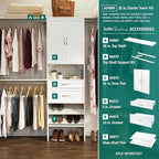 ClosetMaid SuiteSymphony Wood Closet Organizer System, 25-Inch Starter Kit with Tower and 3 Hang Rods and Shelving, Adjustable Shelves, Customizable Insert, Reach-in or Walk-in Closets, Pure White - Image 7