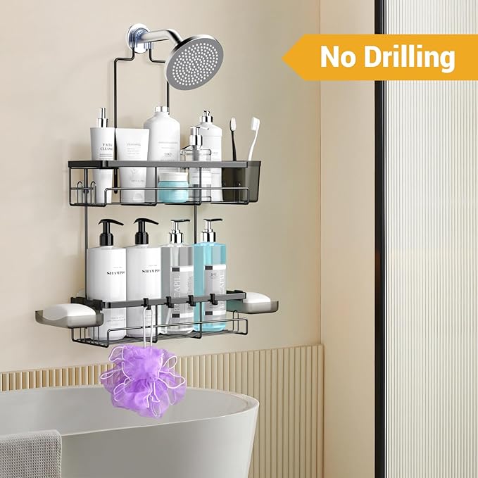 Hanging Shower Caddy Over Showerhead - Rustproof No Drill Shower Organizer - Image 5