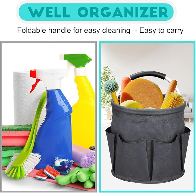 17L Cleaning Caddy for Cleaning Supplies with Handle,Cleaning Supplies Organizer Bucket for Home Garden - Image 6