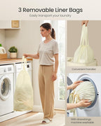 SONGMICS 160L Laundry Hamper, 4-Compartment Laundry Sorter with Lid - Image 5