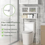 ThreeHio Over the Toilet Storage Cabinet with Doors, Bathroom Organizer Shelf Above Toilet, Bathroom Storage Cabinet Over Toilet, Freestanding Space Saver Metal Shelves for Small Space, White - Image 4