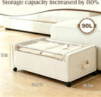 Under Bed Storage with Wheels, 2 Pack Under Bed Storage Containers, 10.6 inches Tall Underbed storage bins on Wheels, Rolling Under the Bed Metal Drawers for Clothes, Blankets, Shoes (XXXL, 90L) - Image 2