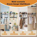 Broom Holder Wall Mount with Paper Towel Holder& Removable Anti-fall Basket - Image 5
