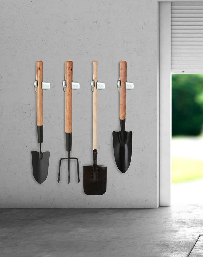 QWORK Spring Grip Mop and Broom Holder, 20 Pack Indoor and Outdoor Hanging Storage for Large Equipment such as Shovels, Rakes, Brooms, and Mops - Image 4