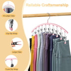 Metal Yoga Pants Hangers 1 Pack w/10 Clips Holds 10 Leggings, Space Saving Hanging Closet Organizer w/Rubber Coated Closet Organizers and Storage, Pink - Image 8