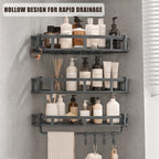 Shower Caddy Hanging 3 Pack, Rustproof Adhesive Corner Shower Shelves - Image 6