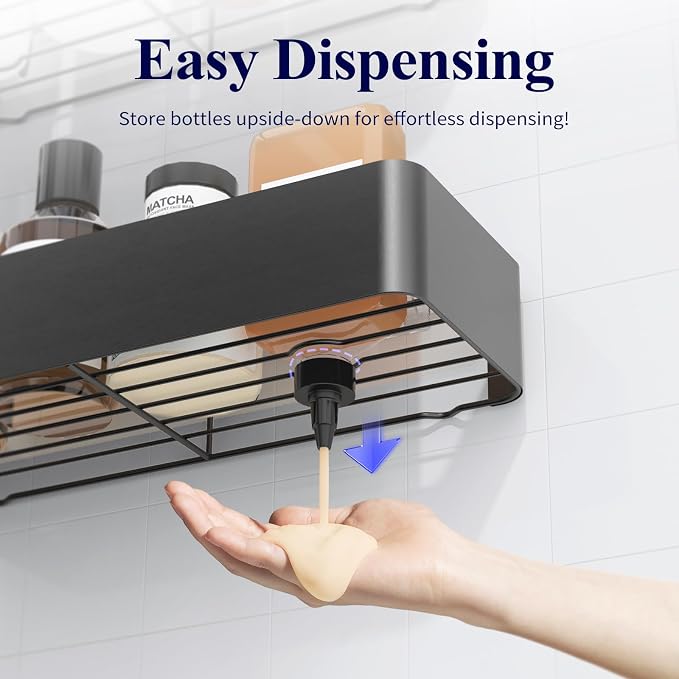 Kitsure Shower Caddy Adhesive, Stylish Shower Organizer, Large, Dark Grey - Image 5