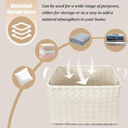 Handwoven Clothes Basket Laundry Hampers Large Wicker Storage Baskets for Shelves Blankets Closet Storage Bins Car Bedroom Bathroom Organizers and Storage Bath (Pack of 4, Ivory) - Image 3