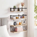 Fixwal Wall Mounted Bathroom Shelves Over Toilet (3+1 Light Brown) - Image 8