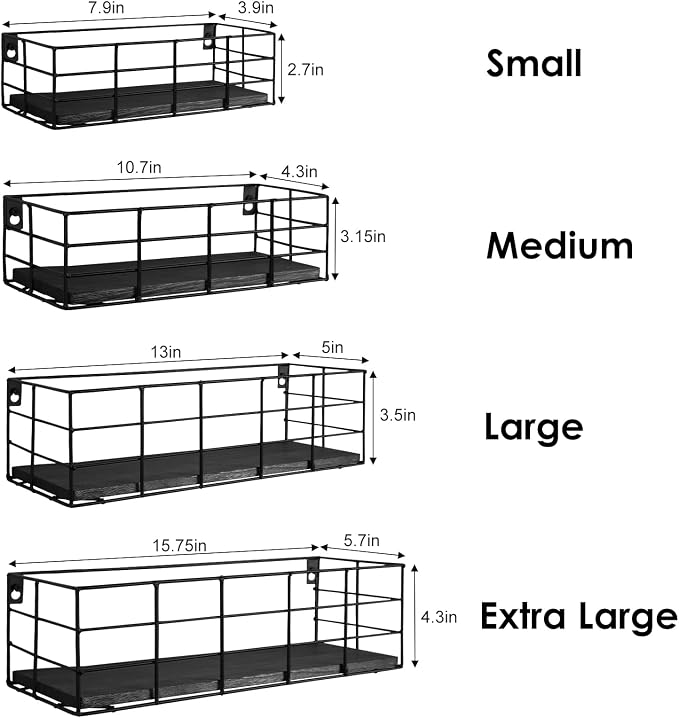 Fixwal Wire Frame Floating Shelves for Wall 4 Different Sizes, Black - Image 3