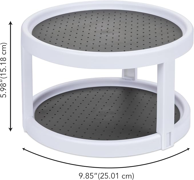 Kitchen Spaces Two-Tier Lazy Susan Organizer, Cabinet Turntable Shelf Storage for Kitchen and Pantry Items, Great for Spices or Condiments, Non-Skid, Sturdy with Full Spin, White - Image 5