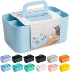 Tiawudi Multipurpose Caddy Organizer, Plastic Caddy with Handle, Stackable Desk Organizer for Stationery, Marker and Pencil, Office Supplies Organizer, Dorm Caddy by Tiawudi