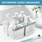 BYUNER 2Pack Shower Caddy Dorm: Portable Bathroom Caddy Organizer with Handle and Holes, Plastic Cleaning Caddy, Hard Shower Basket Storage Tote for Toiletry, College Dorm Room Essentials White/Silver - Image 8