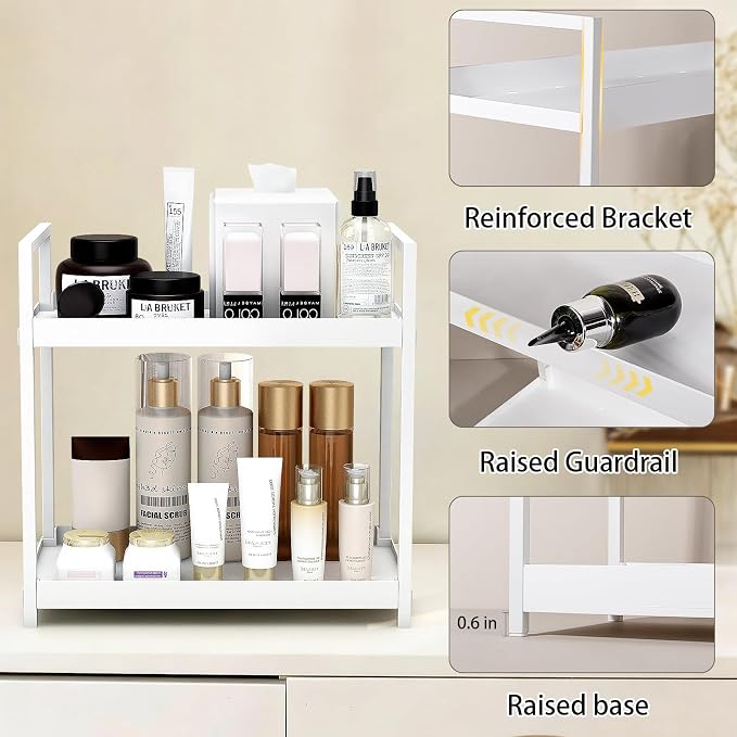 Bathroom Counter Organizer Vanity Storage Countertop Shelf, Large White - Image 5