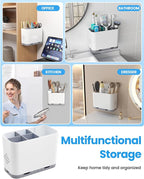 Toothbrush and Toothpaste Holders for Bathrooms Countertop - Detachable 5 Slots Kids Electric Toothbrush Holders Set Wall Mounted with Removable Dividers for Bathroom Decor and Accessories Organizer - Image 8