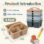 6 Pack Plastic Classroom Organizer Caddy with Handle, Muted Nordic - Image 2