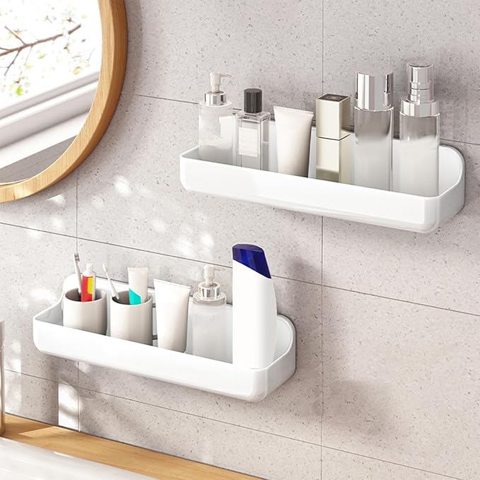 Diesisa Acrylic Wall Mount Organizer, Adhesive Shelves,2Pc Bathroom Shelves by Home