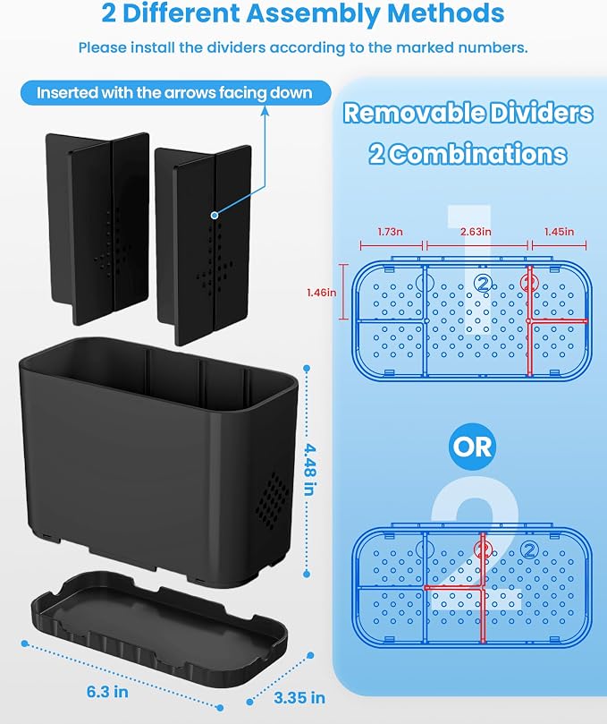 Toothbrush and Toothpaste Holders for Bathrooms Countertop - Detachable 5 Slots Kids Electric Toothbrush Holders Set Wall Mounted with Removable Dividers for Bathroom Decor and Accessories Organizer - Image 2