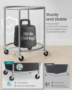 SONGMICS Laundry Basket with Wheels,190L, Steel Frame, Removable Bag - Image 4