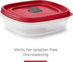 Rubbermaid 16-Piece BPA-Free Plastic Food Storage Set, Red Vented Lids - Microwave, Dishwasher Safe: Perfect for Meal Prep, Leftovers, and Kitchen Organization - Image 2