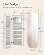 SONGMICS Jewelry Organizer, LED Jewelry Cabinet, Wall/Door Mounted - Image 6