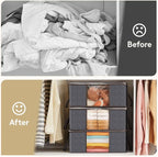 Lifewit 6 Pack Clothes Storage Bag, Foldable Storage Bin Closet Organizer with Reinforced Handle, Sturdy Fabric Blanket Storage with Clear Window, Storage Containers for Clothing, Bedding, Gray - Image 9