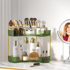 SUNZOS Bathroom Counter Organizer, Corner Vanity Cosmetic Storage with Makeup Brush Holder, Countertop Organizers for Dresser (2 Tier, Green) - Image 5