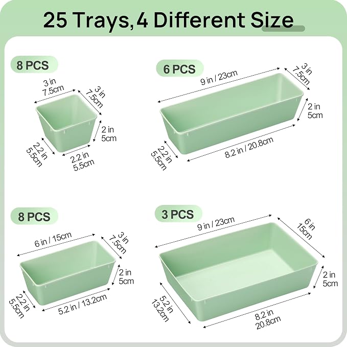 Vtopmart 25 Pack Plastic Drawer Organizers with Non-slip Rubber Pads - Image 2