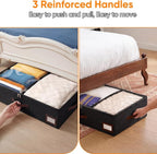 OIAHOMY 2 Pack 38L Under Bed Storage with Adjustable Dividers, 6" Low Profile Underbed Storage Bins for Comforters & Clothes, Save Closet Space with Clear View Lid & Reinforced Handles, Black - Image 6