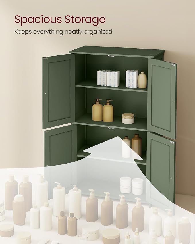 VASAGLE Floor Storage Cabinet, 2 Adjustable Shelves, 4 Doors,42.7" H - Image 3