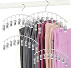 Legging Hangers for Closet Organizer, Hat Hangers for Closet 4 Pack with 10 Clips Holds 40 Leggings, Legging Hanger, Pants Storage Organizer Suitable for Socks, Panties, Underwear, Pants (4-White) by Arkeiliy