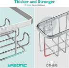 YASONIC Corner Adhesive Shower Caddy, with Soap Holder and 12 Hooks, Rustproof Stainless Steel Bathroom Organizer, No Drilling Wall Mounted Rack, Brushed Silver, 3-Pack - Image 9