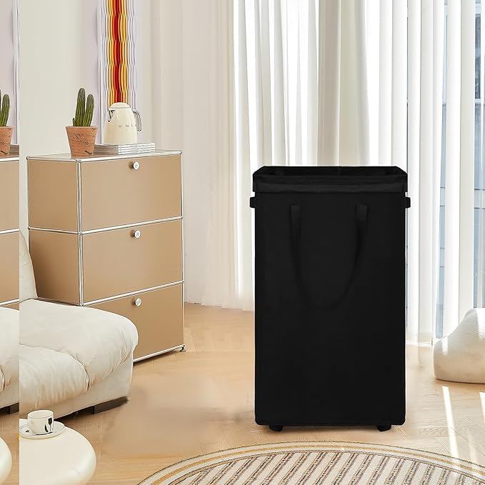 DOKEHOM 90L X-Large Rolling Laundry Basket Hamper on Wheels, Black - Image 9