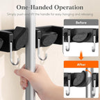 Lifewit Mop and Broom Holder Organizer Wall Mount Non-Slip, 1 Pack, Black - Image 3