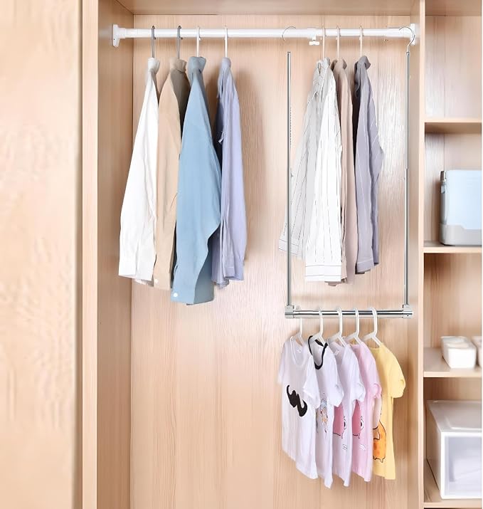 Adjustable Hanging Closet Rod, Extender Hanging Rod, Closet Hanging Organizer, Heavy Duty Closet Bar, Hanging Rod (Black, 1 Pack) - Image 3