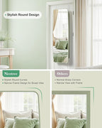Nicetree Rounded Mirror Jewelry Cabinet, Lockable, Wall Mounted, Green - Image 6