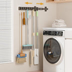 Pull Out Broom Holder With 9 Adjustable Row Sliding Hook-Dark Grey 16.14in by PrimZootyDesign