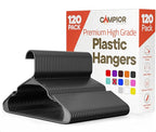 Gray Plastic Hangers 120 Pack– Heavy-Duty Plastic Hangers Slim and Space-Saving, Durable and Lightweight PP with Non-Slip Shoulder Notches for Slip Dresses, Suits, Jackets & Camisoles by Campior
