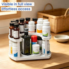 2 Tier Lazy Susan Organizer for Medicine Pill Bottles Vitamin Storage - Image 6