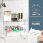 Masirs Clear Stackable Shelf, Easily Organize Your Kitchen Counter and Cabinet Shelves While Creating Extra Storage Space with This Foldable Translucent Plastic Shelf, (2-Pack) - Image 4