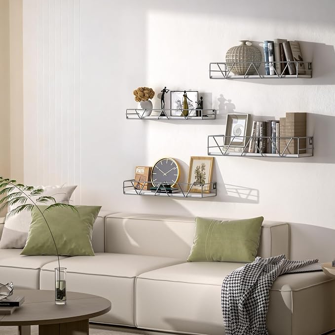Floating Shelves Set of 4, Wood Wall Shelf, Farmhouse Shelf for Bedroom - Image 2