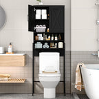 Vabches Metal Frame Over The Toilet Storage Cabinet, Black - Image 6