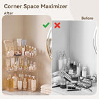 3-Tier Corner Bathroom Counter Organizer with Makeup Brush Holder, Gold - Image 3