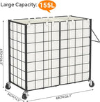 WOWLIVE Laundry Basket 3 Section with Wheels, Metal Rolling Laundry Hamper - Image 4